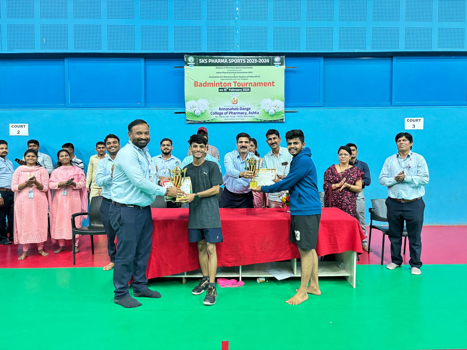 Won the Runner-Up prize in Badminton (Boys Doubles) held at Annasaheb Dange College of Pharmacy, Ashta